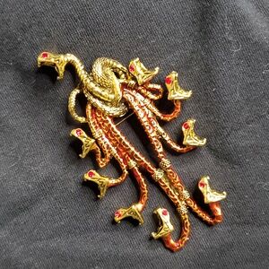 Gold and Red Snake Brooch‎